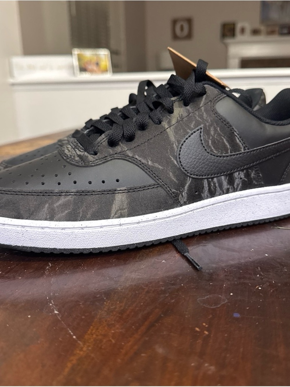 Nike Black Marble Low-Top Sneakers with White Midsole